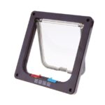 Puerta para mascotas, puerta con solapa de seguridad bloqueable de 4 vías para perro, gato, gatito, puerta de montaje en pared, puerta para perro Gato pequeño para animales, L