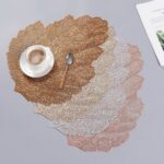 Posavasos de vidrio para bebidas con mantel individual resistente al calor de PVC con hojas de 2 piezas, tamaño: 37x47 cm - Imagen 3