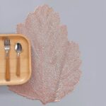 Posavasos de vidrio para bebidas con mantel individual resistente al calor de PVC con hojas de 2 piezas, tamaño: 37x47 cm - Imagen 5