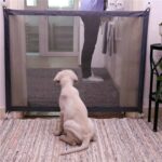 Cercas para mascotas para perros, puerta mágica plegable portátil de protección segura, puerta mágica para perros, gatos y mascotas, 180cm x72cm
