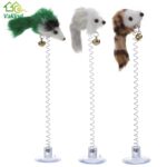 3 uds divertidos juguetes para gatos plumas elásticas ratón falso inferior juguetes con ventosas para gato gatito jugando asiento para mascotas juguete para rascar producto para gatos, Feather Funny Cat Toys