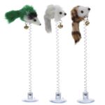 3 uds divertidos juguetes para gatos plumas elásticas ratón falso inferior juguetes con ventosas para gato gatito jugando asiento para mascotas juguete para rascar producto para gatos, Feather Funny Cat Toys - Imagen 3