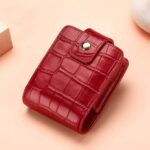 Bolso de maquillaje portátil con espejo, bolsa de lápiz labial con patrón de cocodrilo de piel de vaca Simple