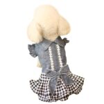 Ropa para mascotas Falda de otoño e invierno Falda fina para perros Falda vaquera con lazo de princesa para perros pequeños, S