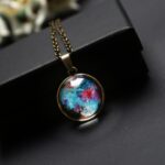 Colgante de galaxia collar estrellado cósmico solar globo de cristal de doble cara - Imagen 4