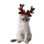 Artículos para mascotas Cachorro Gorro navideño Joyería navideña Astas con lentejuelas, M - Imagen 3