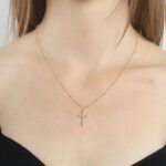 Collar de joyería cruzada con galvanoplastia brillante a la moda para mujer, Gold