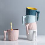 Taza de enjuague doméstica simple de 5 piezas con asa Taza de lavado creativa, 301-400ml - Imagen 2