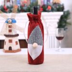 3 uds., máquina navideña bordada, sin rostro, bolsas para botellas de vino, decoraciones para botellas de vino de mesa