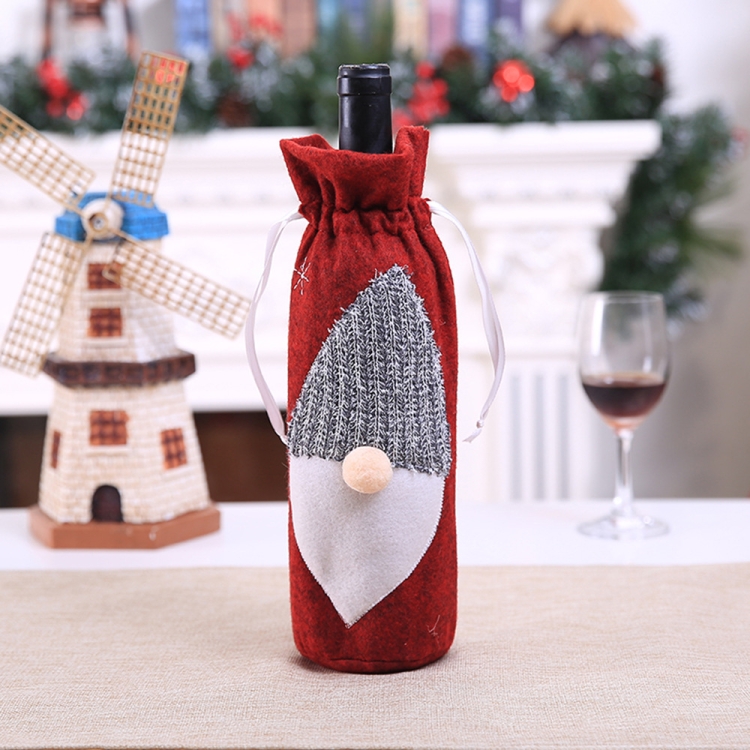 TBD0534839601A.jpg 3 uds., máquina navideña bordada, sin rostro, bolsas para botellas de vino, decoraciones para botellas de vino de mesa - Imagen 1
