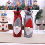 3 uds., máquina navideña bordada, sin rostro, bolsas para botellas de vino, decoraciones para botellas de vino de mesa - Imagen 2