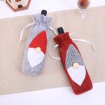 3 uds., máquina navideña bordada, sin rostro, bolsas para botellas de vino, decoraciones para botellas de vino de mesa - Imagen 4