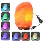 Lámpara de escritorio de sal de roca de cristal del Himalaya con alimentación USB, luz nocturna con base de madera, bombilla E14 e interruptor, 1-2kg, 2-3kg, 3-5kg, 5-7kg, 7-10kg