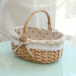 Cesta de picnic tejida a mano Cesta de almacenamiento de ratán de arpillera, Small