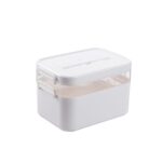 Caja de almacenamiento de acabado de cosméticos portátil para el hogar, caja de almacenamiento de emergencia de seguridad familiar de gran capacidad, estuche para medicamentos de doble capa, S-24x16.5x16cm