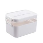 Caja de almacenamiento de acabado de cosméticos portátil para el hogar, caja de almacenamiento de emergencia de seguridad familiar de gran capacidad, estuche para medicamentos de doble capa, L-28.5x19.5x18.5cm