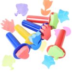 5 paquetes de sellos de esponja para pinceles de arte y pintura para niños, 5 Packs Long Handle