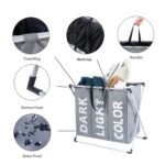 Cesta plegable de tres rejillas para ropa sucia, organizador de cesto para la colada, cesta de almacenamiento para el hogar, 3 Grid - Imagen 5