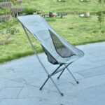 Silla plegable portátil para exteriores, silla de playa ultraligera de aleación de aluminio con forma de luna para acampar, Black Surface-Red Background - Imagen 5