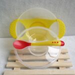 Vajilla para niños, platos de aprendizaje para bebés con ventosa, tazón de comida, cuchara con sensor de temperatura, 3 uds.