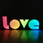 Caja de luz LED con letras Lámpara decorativa con forma de AMOR unida, A, B