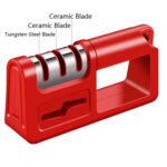 Afilador de cocina de tres etapas, multifunción, tijeras para cuchillos de cocina, piedra para afilar, 2 uds., Ordinary Cutter Head Red - Imagen 2