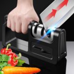 Afilador de cocina de tres etapas, multifunción, tijeras para cuchillos de cocina, piedra para afilar, 2 uds., Ordinary Cutter Head Red - Imagen 3