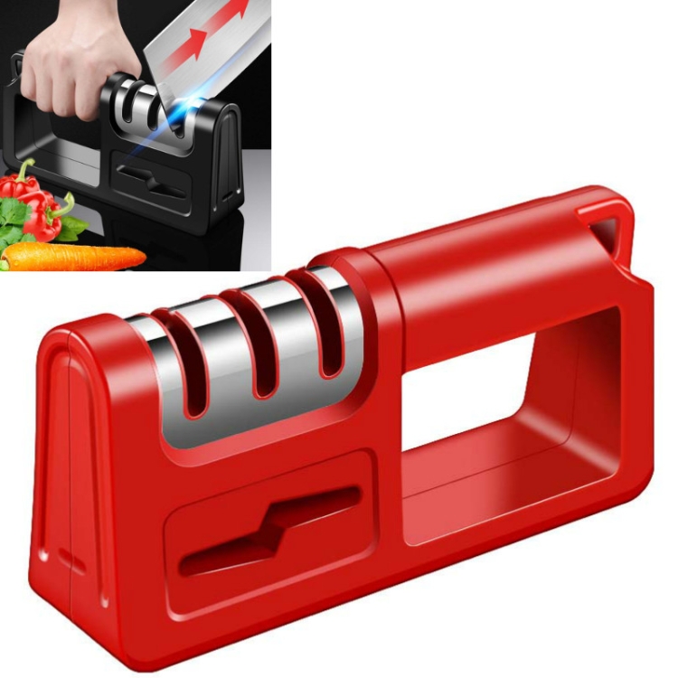 TBD0537380104.jpg Afilador de cocina de tres etapas, multifunción, tijeras para cuchillos de cocina, piedra para afilar, 2 uds., Diamond Cutter Head Red - Imagen 1