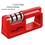 Afilador de cocina de tres etapas, multifunción, tijeras para cuchillos de cocina, piedra para afilar, 2 uds., Diamond Cutter Head Red - Imagen 2
