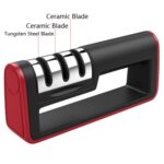 Afilador de cocina de tres etapas, multifunción, tijeras para cuchillos de cocina, piedra para afilar, 2 uds., Ordinary Cutter Head Red+Black - Imagen 2