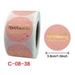 Rollo de 3 uds. De pegatinas de agradecimiento con estampado en caliente, película autoadhesiva, sobre/decoración de regalo navideño, C-08-38 - Imagen 2