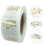 Rollo de 3 uds. De pegatinas transparentes de oro caliente, pegatinas de Navidad, pegatinas de regalo de vacaciones, K-21-25