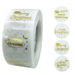 Rollo de 3 uds. De pegatinas transparentes de oro caliente, pegatinas de Navidad, pegatinas de regalo de vacaciones, K-25-25