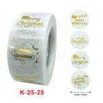 Rollo de 3 uds. De pegatinas transparentes de oro caliente, pegatinas de Navidad, pegatinas de regalo de vacaciones, K-25-25 - Imagen 2