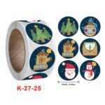Etiqueta adhesiva en rollo de 3 uds., decoración de regalo para el día de Navidad, etiqueta adhesiva de serie de regalo, K-27-25 - Imagen 2