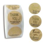 Rollo de 5 uds. De papel Kraft con estampado en caliente, etiqueta adhesiva para hornear gracias, D-03, D-04