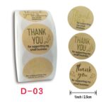 Rollo de 5 uds. De papel Kraft con estampado en caliente, etiqueta adhesiva para hornear gracias, D-03, D-04 - Imagen 2