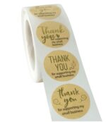 Rollo de 5 uds. De papel Kraft con estampado en caliente, etiqueta adhesiva para hornear gracias, D-03, D-04 - Imagen 3