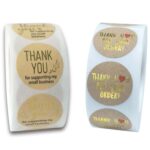 Rollo de 5 uds. De papel Kraft con estampado en caliente, etiqueta adhesiva para hornear gracias, D-03, D-04 - Imagen 4