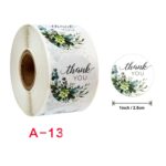 Rollo de 10 Uds. De pegatinas de agradecimiento con flores, decoración para fiesta de cumpleaños y boda, A-13 - Imagen 2