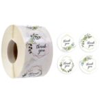 Rollo de 10 Uds. De pegatinas de agradecimiento con flores, decoración para fiesta de cumpleaños y boda, A-14