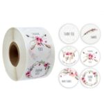 Rollo de 10 Uds. De pegatinas de agradecimiento con flores, decoración para fiesta de cumpleaños y boda, A-15