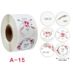 Rollo de 10 Uds. De pegatinas de agradecimiento con flores, decoración para fiesta de cumpleaños y boda, A-15 - Imagen 2