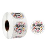 Rollo de 10 Uds. De pegatinas de agradecimiento con flores, decoración para fiesta de cumpleaños y boda, A-16