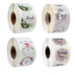 Rollo de 10 Uds. De pegatinas de agradecimiento con flores, decoración para fiesta de cumpleaños y boda, A-14 - Imagen 3