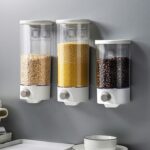 Caja para almacenamiento de granos varios montada en la pared, tanque sellado tipo empuje de gran capacidad para cocina, Large - Imagen 3