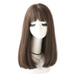 Sombrero largo realista de la fibra sintética de la peluca del pelo liso para las mujeres, Long Pink Purple Three Color Gradient 67CM, Long Light Tea Three-color Gradient 67CM, Short Honey Pudding 45CM, Short Cold Brown 45CM, Short Chocolate 45CM...