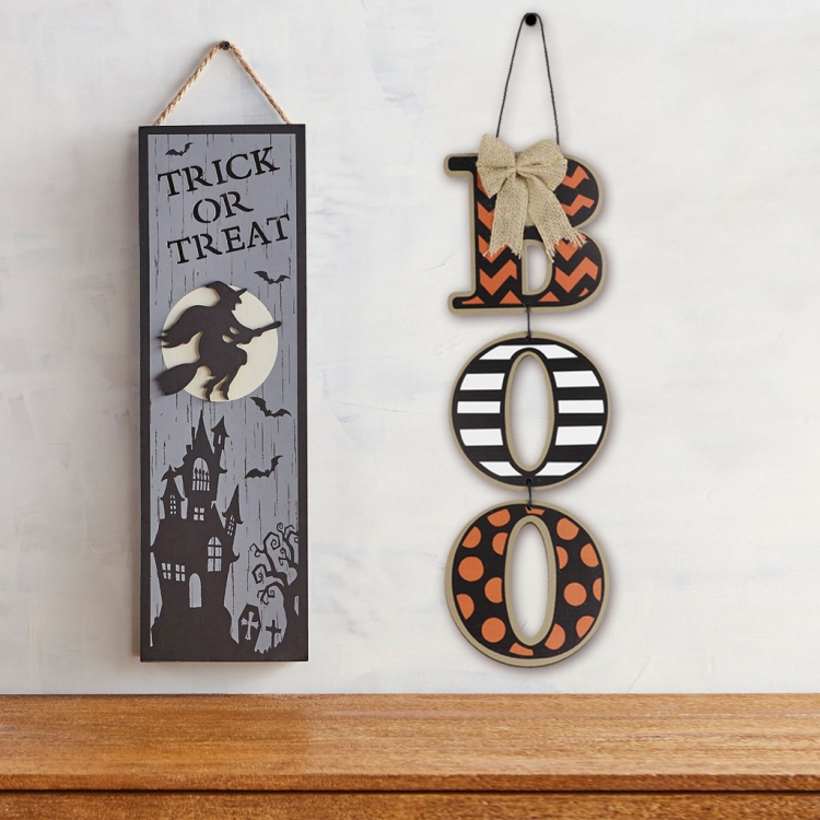 TBD05388750.jpg Artesanía colgante de madera de la decoración del hogar de las letras de BOO de Halloween - Imagen 1