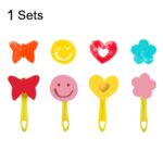 4 juegos de pinceles de pintura con esponja, herramienta de sellado de pintura artística para niños, entrega de estilo aleatorio, 4 Yellow Handles