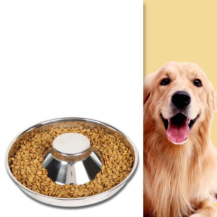 TBD0540500601.jpg Cuenco de comida para perros, cuenco de comida para perros, cuenco de comida lenta de acero inoxidable, suministros para mascotas, 26cm - Imagen 1